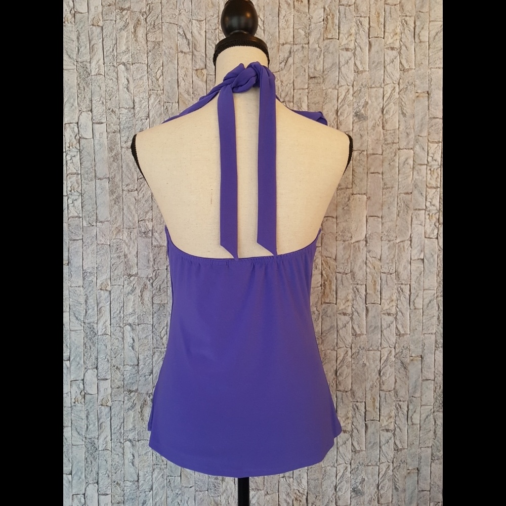 Cato Purple Halter Top With Ruffle - Picture 4 of 6